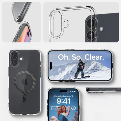 Spigen Ultra Hybrid MagSafe Anglies pluošto skirtas iPhone 16 - Tamsiai Pilkas 10
