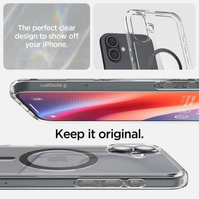 Spigen Ultra Hybrid MagSafe Anglies pluošto skirtas iPhone 16 - Tamsiai Pilkas 5