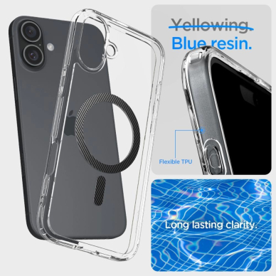 Spigen Ultra Hybrid MagSafe Anglies pluošto skirtas iPhone 16 - Tamsiai Pilkas 6