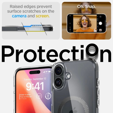 Spigen Ultra Hybrid MagSafe Anglies pluošto skirtas iPhone 16 - Tamsiai Pilkas 7
