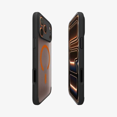 iPhone 17 Pro Max Spigen Ultra Hybrid MagSafe dėklas – juodas / oranžinis 5