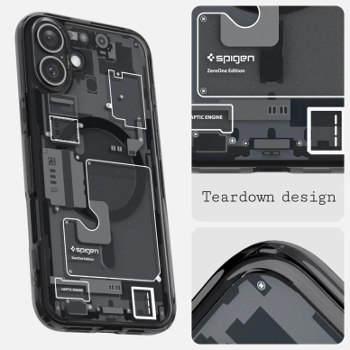 Spigen Ultra Hybrid MagSafe Zero One skirtas iPhone 16 - Tamsiai Pilkas 7