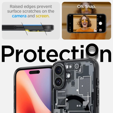 Spigen Ultra Hybrid MagSafe Zero One skirtas iPhone 16 - Tamsiai Pilkas 8