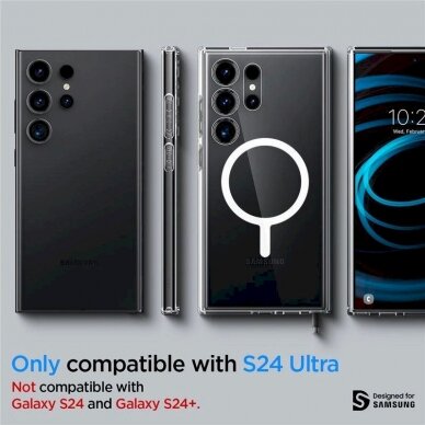 Dėklas Spigen Ultra Hybrid OneTap Ring Case with MagSafe for Samsung Galaxy S24 Ultra - Permatomas 11