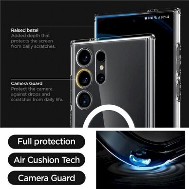 Dėklas Spigen Ultra Hybrid OneTap Ring Case with MagSafe for Samsung Galaxy S24 Ultra - Permatomas 12