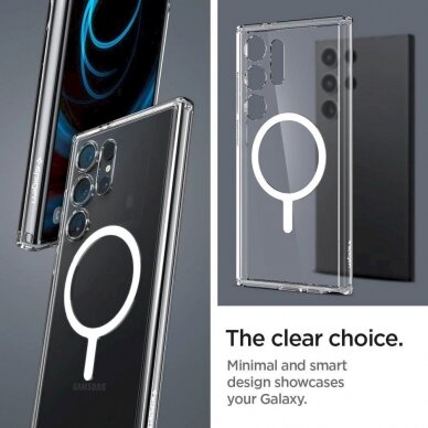 Dėklas Spigen Ultra Hybrid OneTap Ring Case with MagSafe for Samsung Galaxy S24 Ultra - Permatomas 7