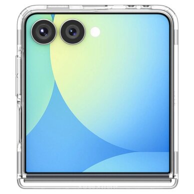 Samsung Galaxy Z Flip 7 dėklas Spigen Ultra Hybrid Pro Mag, MagSafe – skaidrus su baltu 10