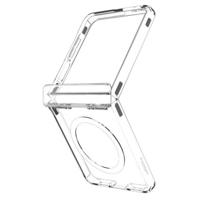 Samsung Galaxy Z Flip 7 dėklas Spigen Ultra Hybrid Pro Mag, MagSafe – skaidrus su baltu 3