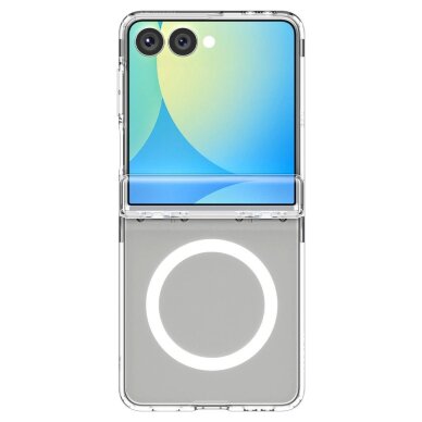 Samsung Galaxy Z Flip 7 dėklas Spigen Ultra Hybrid Pro Mag, MagSafe – skaidrus su baltu 5