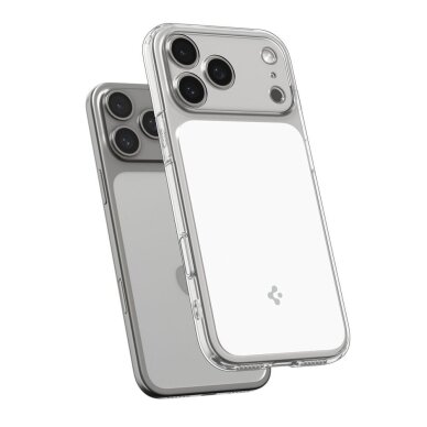 iPhone 17 Pro dėklas Spigen Ultra Hybrid "T", MagSafe – skaidrus ir baltas 4