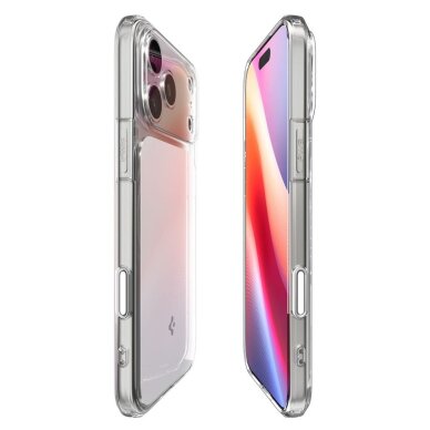 iPhone 17 Pro Max dėklas Spigen Ultra Hybrid „T“, MagSafe – skaidrus ir baltas 5