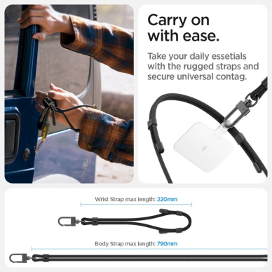 Spigen Universal Strap Set Pakabinamas dirželis – juodas 13
