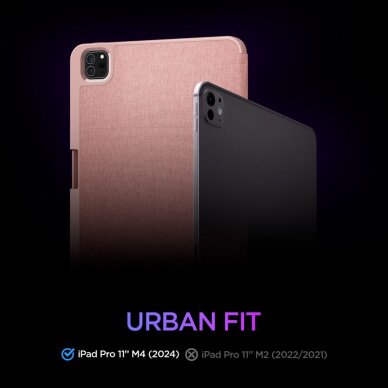 iPad Pro 11" (5 / 6 karta, 2024–2025) Spigen Urban Fit dėklas – rožinis 12
