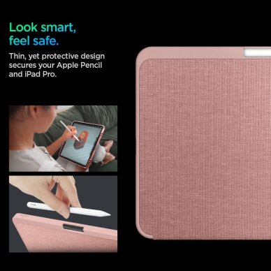 iPad Pro 11" (5 / 6 karta, 2024–2025) Spigen Urban Fit dėklas – rožinis 13