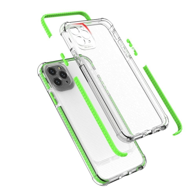 Dėklas Sutvirtintais Kampais Spring Armor clear TPU iPhone 11 Pro Max Mėlynais Kraštais 2