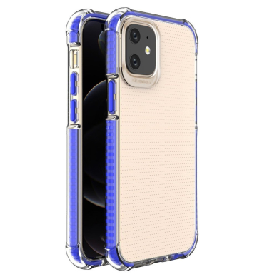 Dėklas Sutvirtintais Kampais Spring Armor clear TPU iPhone 12 mini Mėlynais Kraštais Dėklas Sutvirtintais Kampais Spring Armor clear TPU iPhone 12 mini Mėlynais Kraštais