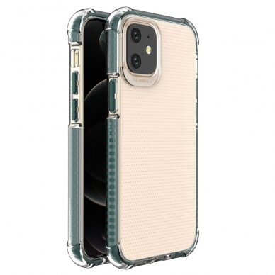 Dėklas Sutvirtintais Kampais Spring Armor clear TPU iPhone 12 mini Žaliais Kraštais Dėklas Sutvirtintais Kampais Spring Armor clear TPU iPhone 12 mini Žaliais Kraštais
