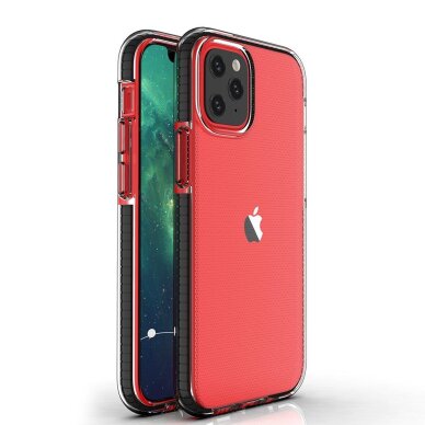 Dėklas Spring Case clear TPU su spalvotu krašteliu iPhone 13 Pro Juodas
