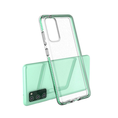 Skaidrus TPU dėklas su spalvotu rėmu Spring Case Samsung Galaxy A72 4G šviesiai rožiniais kraštais 3