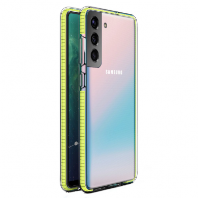 SKAIDRUS TPU DĖKLAS SU SPALVOTU RĖMU „SPRING CASE“ SAMSUNG GALAXY S21 PLUS GELTONAS SKAIDRUS TPU DĖKLAS SU SPALVOTU RĖMU „SPRING CASE“ SAMSUNG GALAXY S21 PLUS GELTONAS