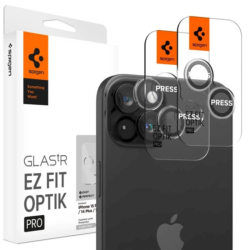 Spigen Glas.tR EZ Fit Optik Pro Kameros apsauga iPhone 15 / iPhone 15 Plus - 2 vnt. Spigen Glas.tR EZ Fit Optik Pro Kameros apsauga iPhone 15 / iPhone 15 Plus - 2 vnt.