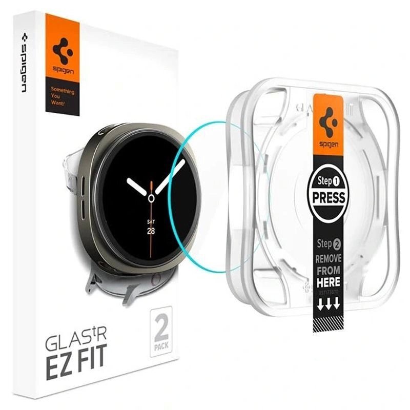 Samsung Galaxy Watch 8 44mm Spigen Glas.TR Ez-Fit grūdintas stiklas – skaidrus Samsung Galaxy Watch 8 44mm Spigen Glas.TR Ez-Fit grūdintas stiklas – skaidrus