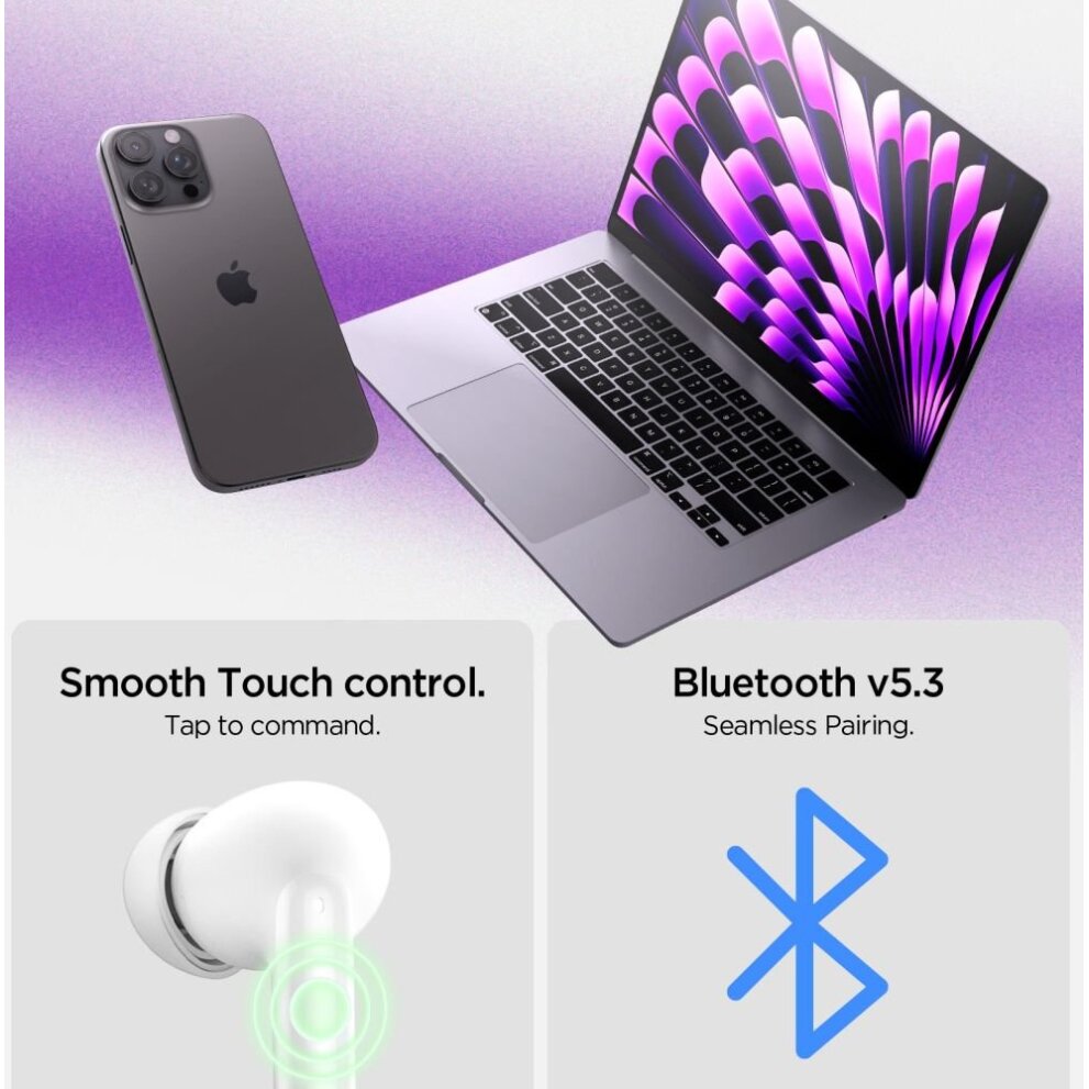 Belaidės ausinės Spigen SA2400 ANC – baltos 5