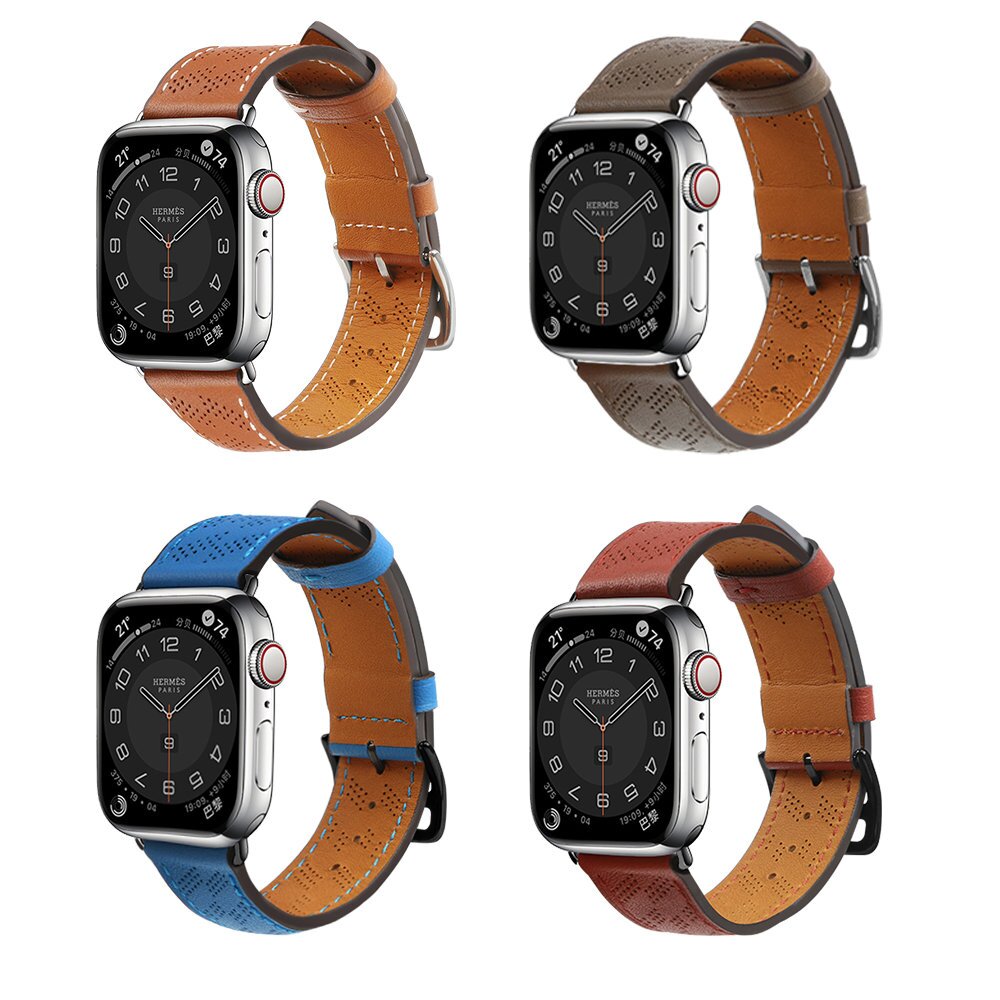 Akcija! Apyrankė Leather strap for Apple Watch Ultra, SE, 8, 7, 6, 5, 4, 3, 2, 1 (49, 45, 44, 42 mm) Ruda  5