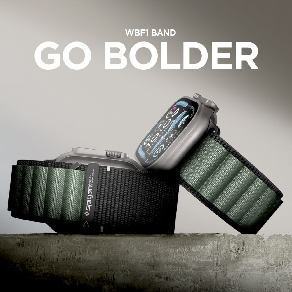 Apple Watch 44 / 45 / 46 / 49 mm Spigen WBF1 dirželis – juodas ir žalias 10