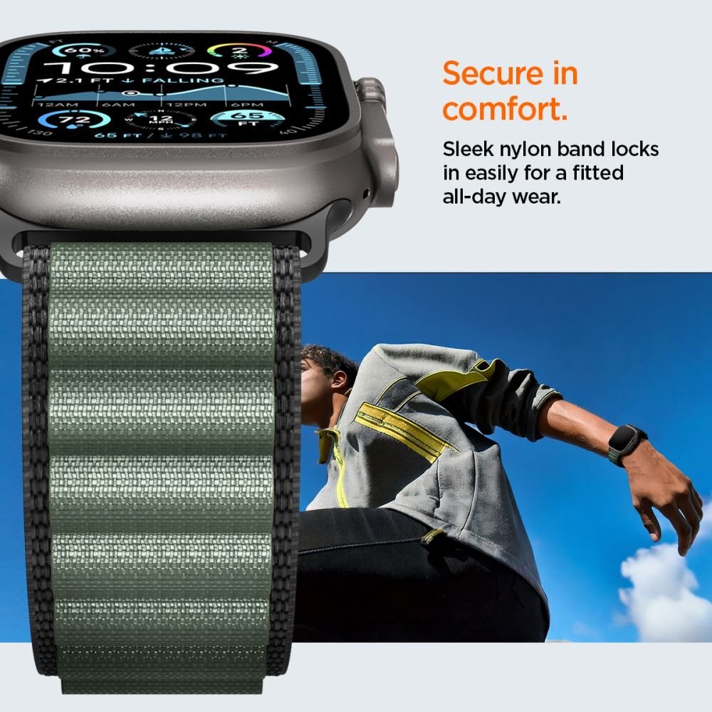 Apple Watch 44 / 45 / 46 / 49 mm Spigen WBF1 dirželis – juodas ir žalias 12