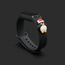 Apyrankės dirželis Strap Xmas Xiaomi Mi Band 4 / Mi Band 3 Christmas holidays juodas (penguin)