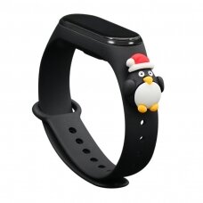 Apyrankės dirželis Strap Xmas Xiaomi Mi Band 4 / Mi Band 3 Christmas holidays juodas (penguin)