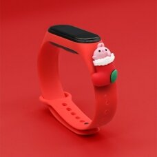 Apyrankės dirželis Strap Xmas Xiaomi Mi Band 4 / Mi Band 3 Christmas holidays raudonas (santa 1)