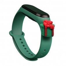 Apyrankės dirželis Strap Xmas Xiaomi Mi Band 6 / Mi Band 5 Christmas holidays tamsiai žalias (green present) NDRX65