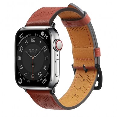 Apyrankė Leather strap for Apple Watch 9 / SE, 8, 7, 6, 5, 4, 3, 2, 1 (41, 40, 38 mm) Raudona Apyrankė Leather strap for Apple Watch 9 / SE, 8, 7, 6, 5, 4, 3, 2, 1 (41, 40, 38 mm) Raudona