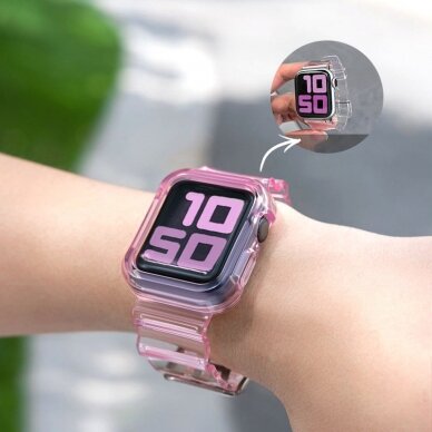 Laikrodžio apyrankė Strap Light Watch 6 40mm / Watch 5 40mm / Watch 4 40mm / Watch SE 40mm skaidri-violetinė 9