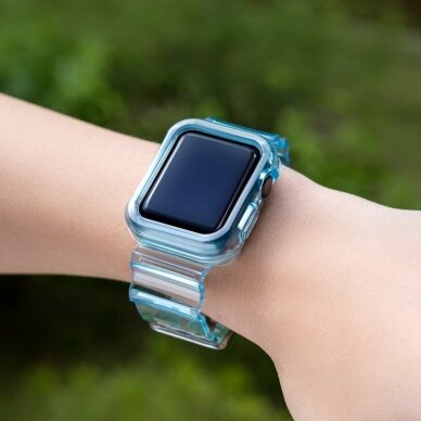 Laikrodžio apyrankė Strap Light Watch 6 44mm / Watch 5 44mm / Watch 4 44mm / Watch SE 44mm skaidri-mėlyna 2