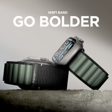 Apple Watch 44 / 45 / 46 / 49 mm Spigen WBF1 dirželis – juodas ir žalias 10