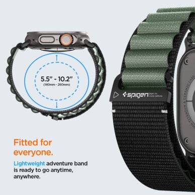 Apple Watch 44 / 45 / 46 / 49 mm Spigen WBF1 dirželis – juodas ir žalias 11 Apple Watch 44 / 45 / 46 / 49 mm Spigen WBF1 dirželis – juodas ir žalias 11