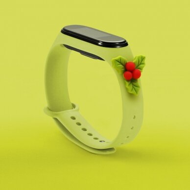 Apyrankės dirželis Strap Xmas Xiaomi Mi Band 4 / Mi Band 3 Christmas holidays žalias (mistletoe) 1
