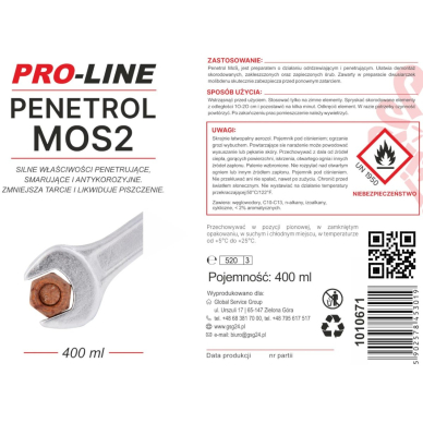 PENETROL MoS2 PRO-LINE Galingas rūdis pašalinantis purškalas 400 ml 1 PENETROL MoS2 PRO-LINE Galingas rūdis pašalinantis purškalas 400 ml 1