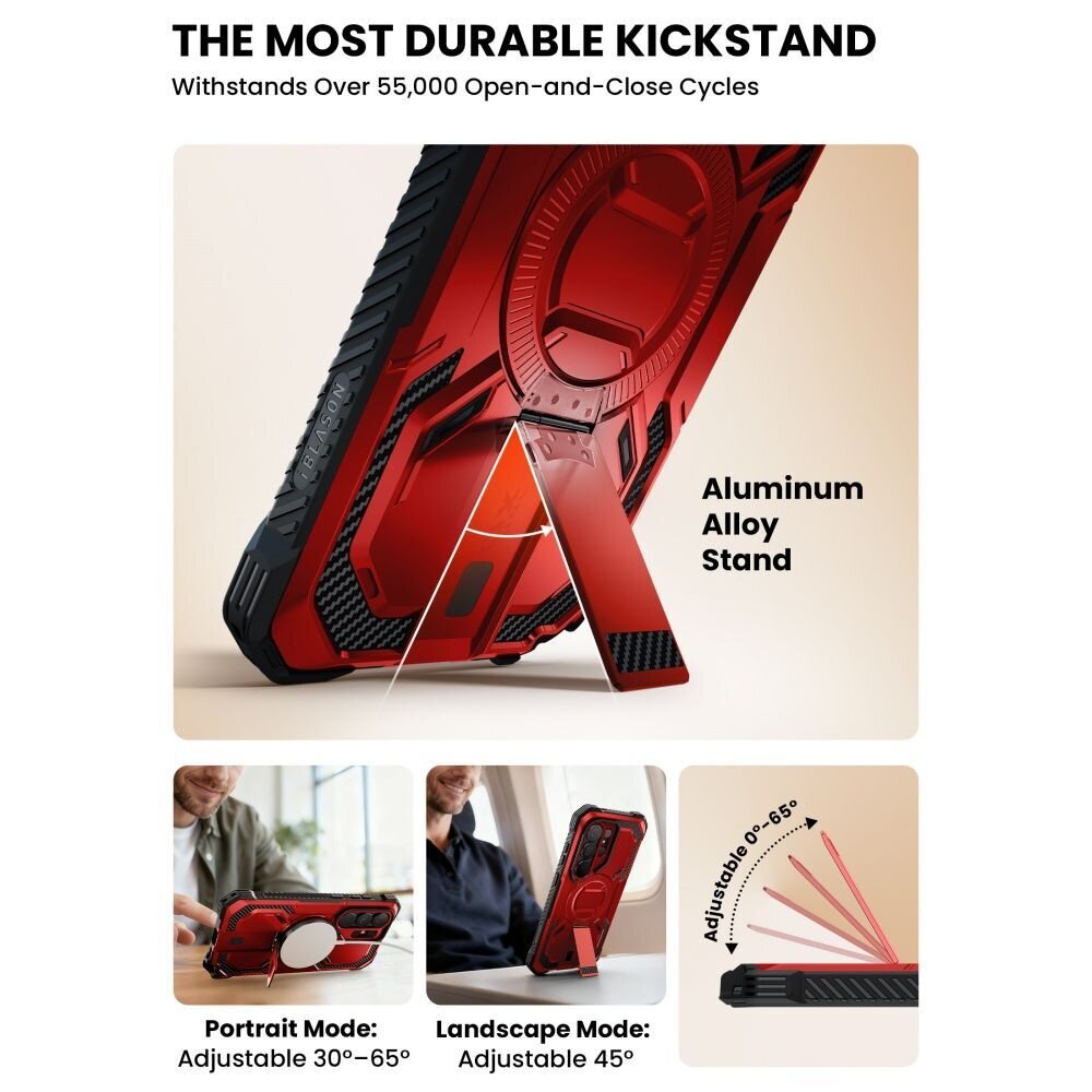 Samsung Galaxy S26 Ultra Supcase ArmorBox Mag MagSafe dėklas – raudonas ir juodas 3