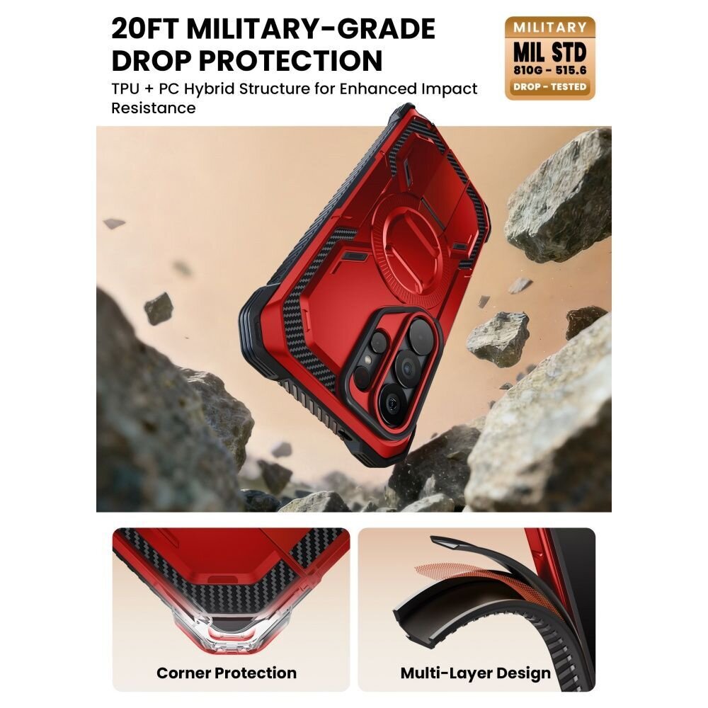 Samsung Galaxy S26 Ultra Supcase ArmorBox Mag MagSafe dėklas – raudonas ir juodas 5