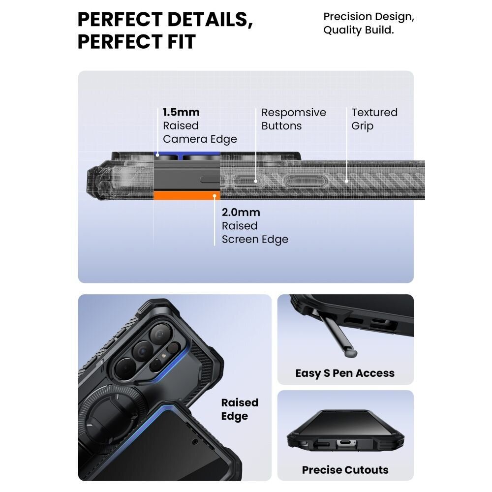 Samsung Galaxy S26 Ultra Supcase iBlason ArmorBox Clip Mag MagSafe dėklas – juodas 8 Samsung Galaxy S26 Ultra Supcase iBlason ArmorBox Clip Mag MagSafe dėklas – juodas 8