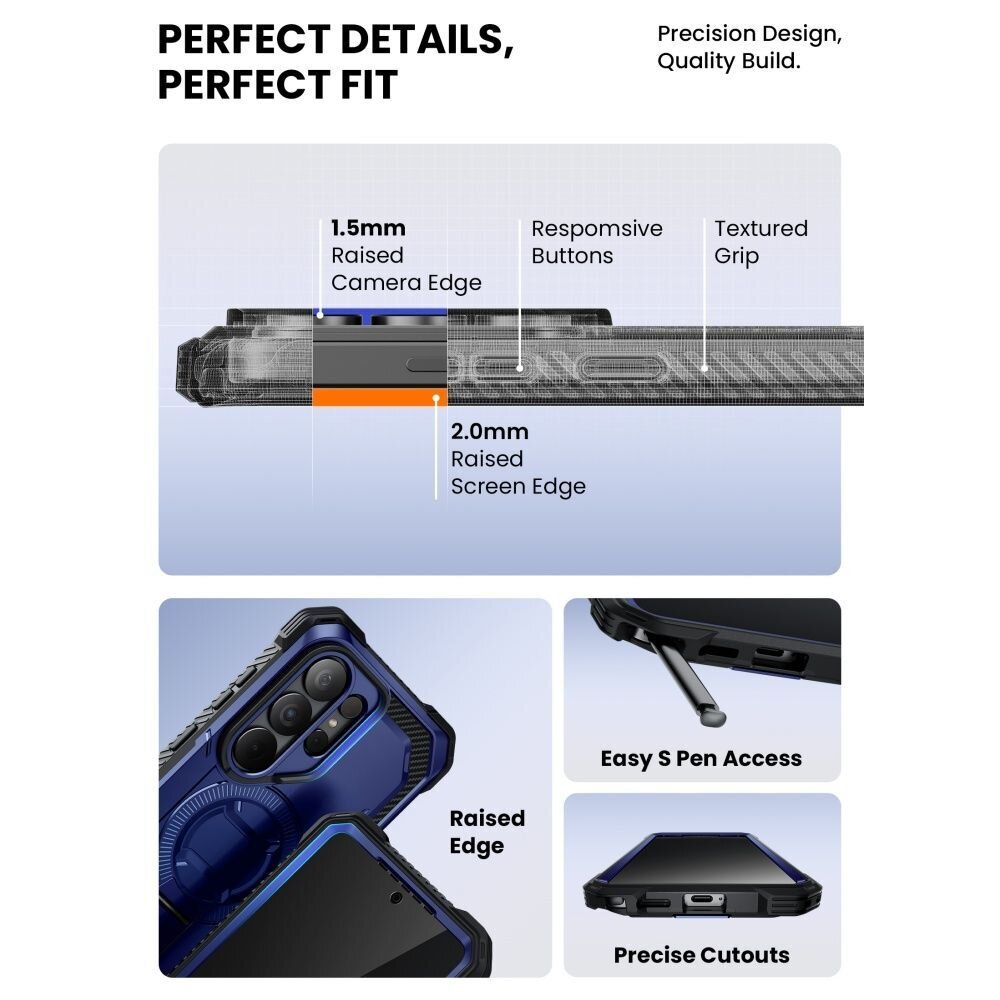 Samsung Galaxy S26 Ultra Supcase iBlason ArmorBox Clip Mag MagSafe dėklas – tamsiai mėlynas ir juodas 8 Samsung Galaxy S26 Ultra Supcase iBlason ArmorBox Clip Mag MagSafe dėklas – tamsiai mėlynas ir juodas 8