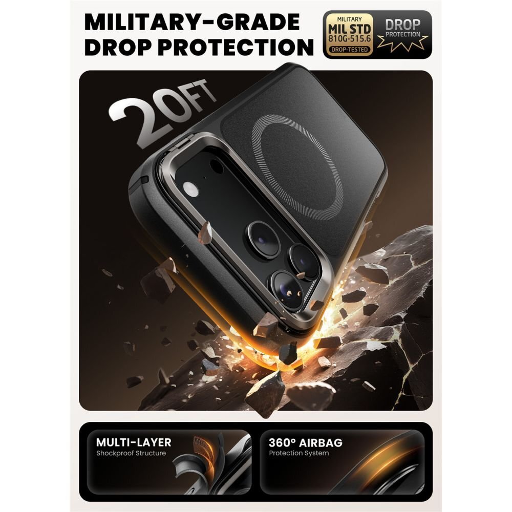 iPhone 17 Pro dėklas Supcase IBLSN Ares Flip Mag su MagSafe – juodas 2