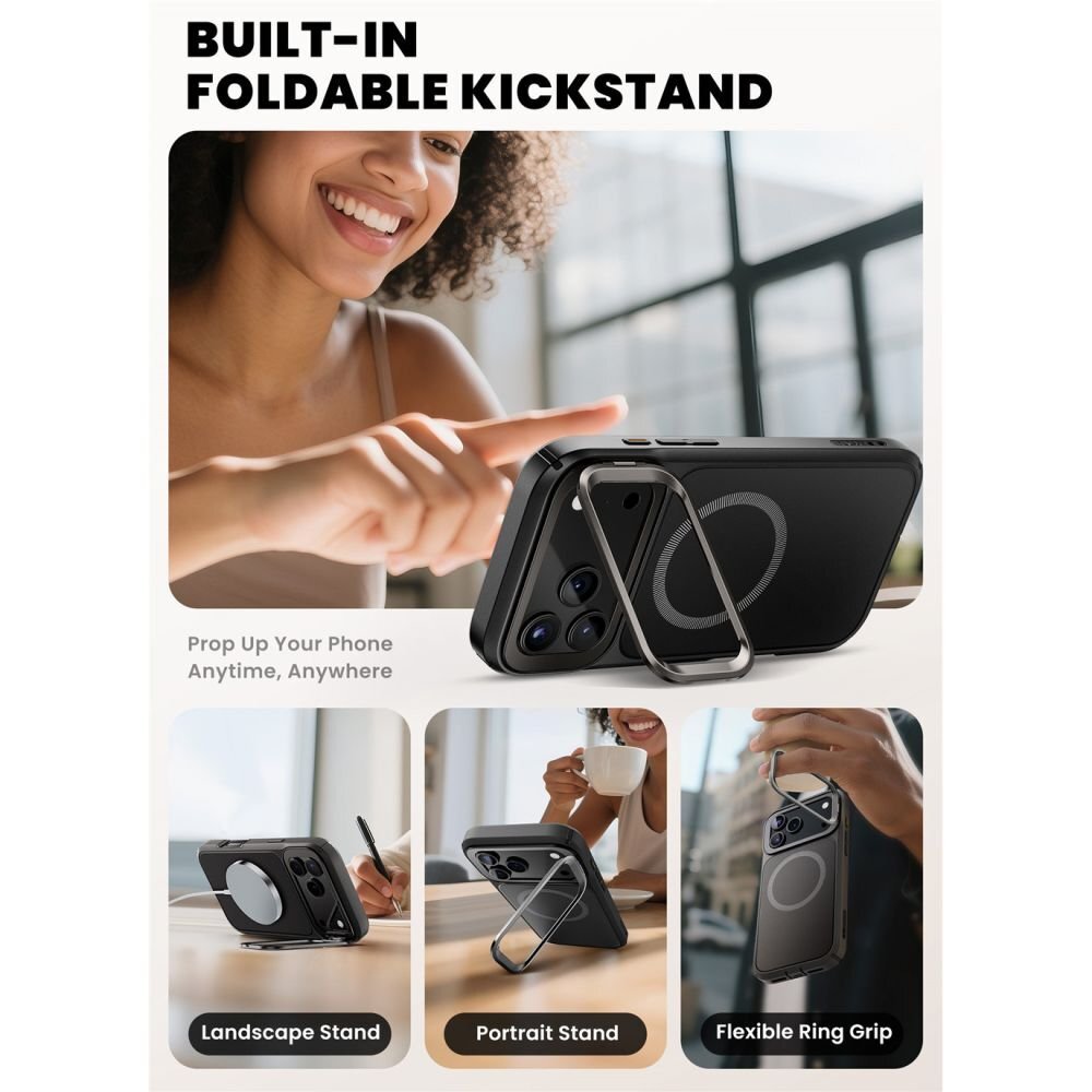 iPhone 17 Pro dėklas Supcase IBLSN Ares Flip Mag su MagSafe – juodas 4 iPhone 17 Pro dėklas Supcase IBLSN Ares Flip Mag su MagSafe – juodas 4