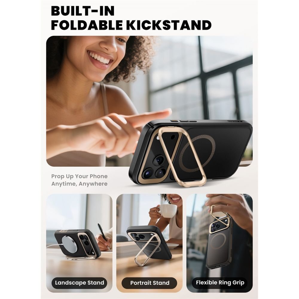 iPhone 17 Pro dėklas Supcase IBLSN Ares Flip Mag, MagSafe – auksinis 4