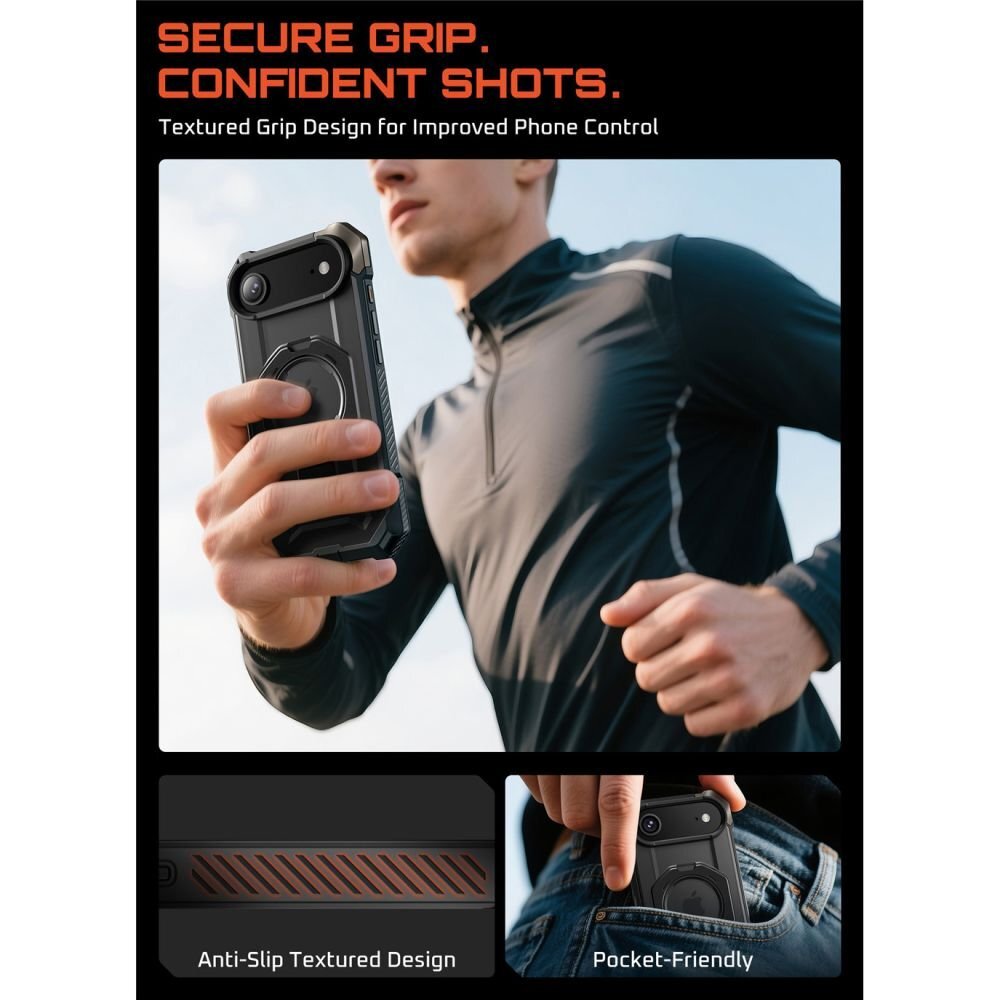 iPhone 17 Air dėklas Supcase UB Grip Mag, MagSafe – juodas 6