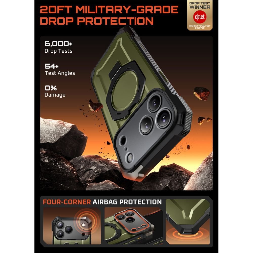 iPhone 17 Pro dėklas Supcase UB Grip Mag, MagSafe – žalias 2 iPhone 17 Pro dėklas Supcase UB Grip Mag, MagSafe – žalias 2